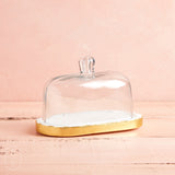 Mudpie GOLD EDGE BUTTER DISH WITH GLASS LID