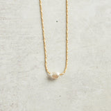 Virtue PETITE ROPE CHAIN MINI PEARL NECKLACE Gold 16 White