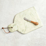 Creative Co-op MARBLE CHEESE CUTTING BOARD WITH KNIFE SET Green Melange