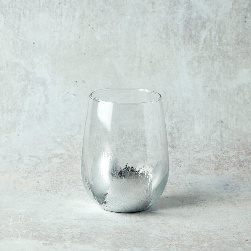 Elm Design HAND PAINTED SILVER LEAF STEMLESS WINE GLASS