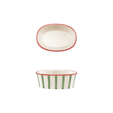 Creative Co-op MERRY CHRISTMAS STRIPED OVAL STONEWARE BAKER