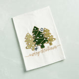 Mudpie WHITE CHRISTMAS VELVET APPLIQUE TOWEL Merry Christmas