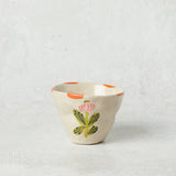Creative Co-op STRIPED RIM FLOWER STONEWARE CUP Coral