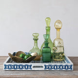 Creative Co-op DARK GREEN EMBOSSED GRID GLASS DECANTER WITH STOPPER