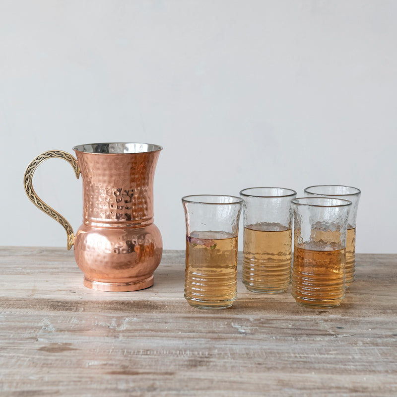 Creative Co-op HAND BLOWN RIBBED DRINKING GLASS