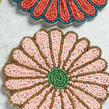 Creative Co-op BEADED FLOWER COASTER SET OF 4