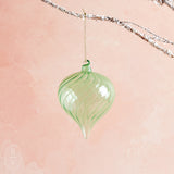 Raz Imports GREEN BLOWN GLASS ORNAMENT Teardrop