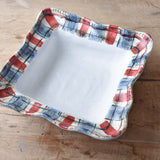Etta B Pottery GAMEDAY MEDIUM SQUARE BOWL Red and Blue