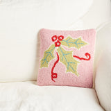 Peking Handicraft PINK MULTI HOLLY HOOKED PILLOW