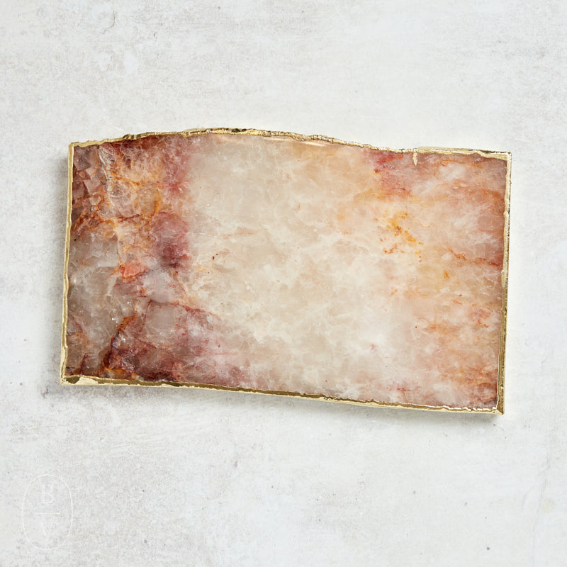 Creative Co-op GOLD EDGE AGATE TRAY Natural 11x7