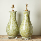 The Han House TALL GREEN WHITE LAMP NO SHADE