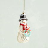 Creative Co-op MERCURY GLASS SNOWMAN ORNAMENT WITH WREATH