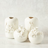 K and K Interiors CERAMIC VASE WITH RAISED FLOWERS