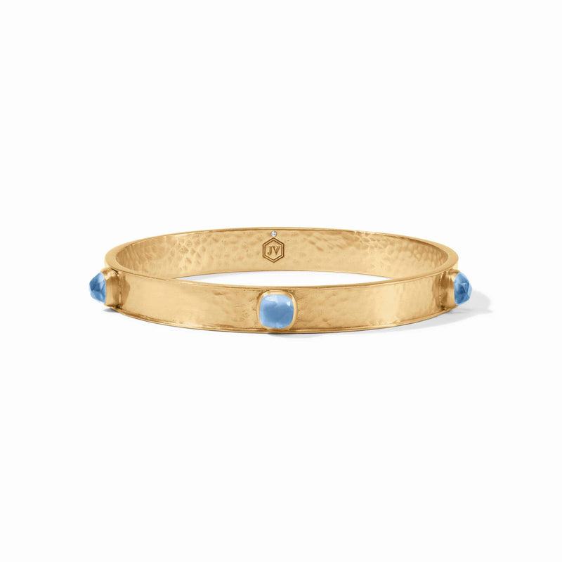 Julie Vos CATALINA STONE BANGLE BRACELET Iridescent Chalcedony Blue Small