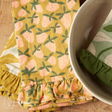 Creative Co-op FRUITS AND VEGGIES RUFFLE TEA TOWEL