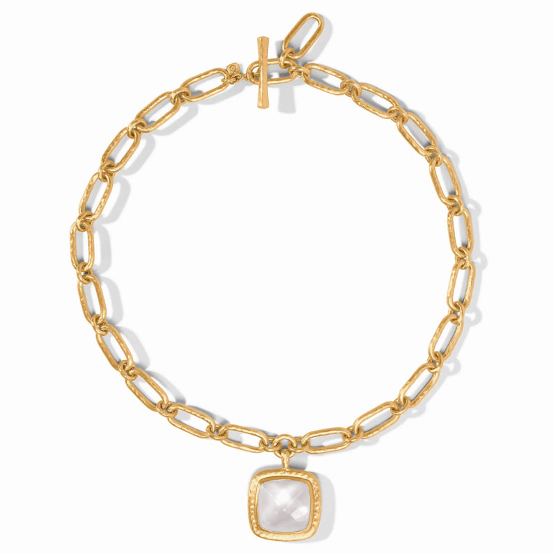 Julie Vos SAHARA STATEMENT NECKLACE Gold Iridescent Clear Crystal