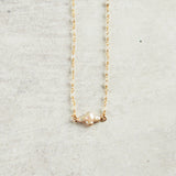 Virtue PEARL SIDEWAYS CROSS ROSARY NECKLACE White