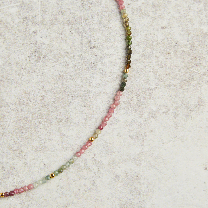 Elyssa Bass Designs GOLD ACCENT SMALL BEAD NECKLACE Multi Tourmaline