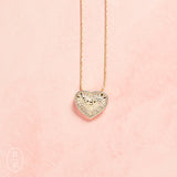 Virtue PETITE ROPE CHAIN CZ AND PEARL HEART NECKLACE Gold 16