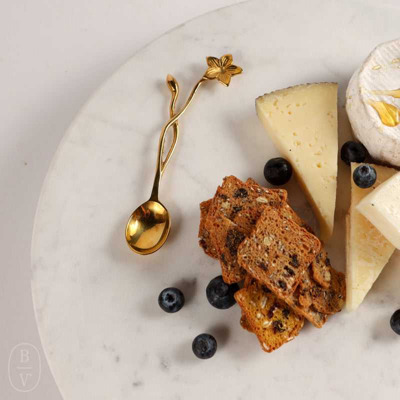 Creative Co-op MARBLE LAZY SUSAN WITH WOOD BASE