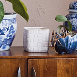 Creative Co-op STONEWARE PLANTER WITH WOVEN PATTERN