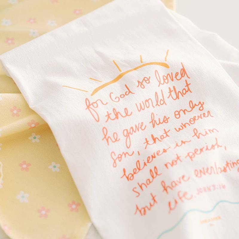 Doe A Deer FOR GOD SO LOVED THE WORLD TEA TOWEL