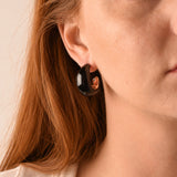 Golden Stella COLOR COATED CRESCENT HOOPS Black