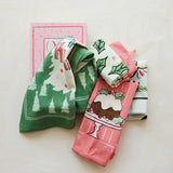 Creative Co-op POM POM TRIM HOLIDAY TEA TOWEL