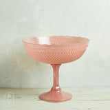 Creative Co-op PRESSED GLASS SCALLOPED FOOTED BOWL Pink 10.25