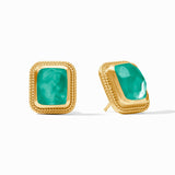 Julie Vos CHEVAL STONE STUD EARRINGS Iridescent Emerald Green