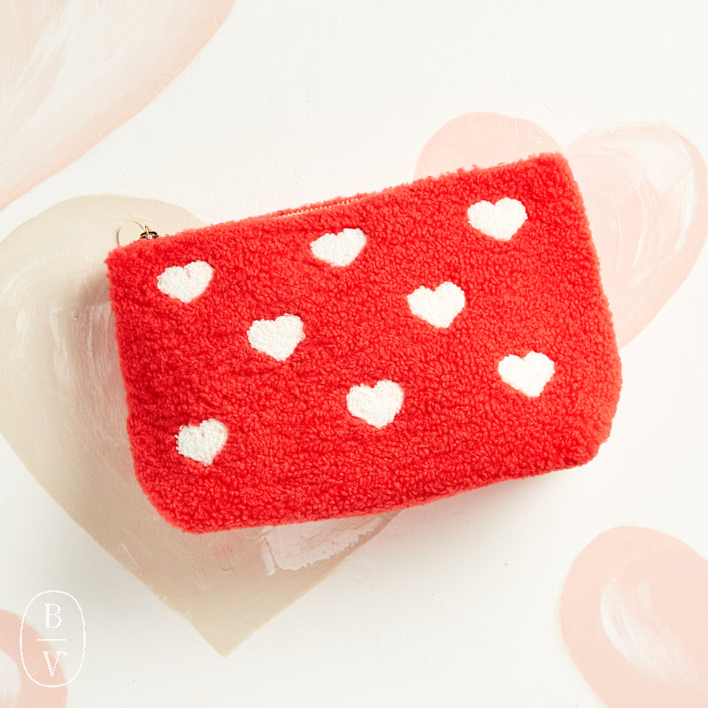 The Darling Effect HEARTS TEDDY POUCH Red