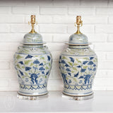 The Han House GREEN BLUE WHITE JAR LAMP NO SHADE