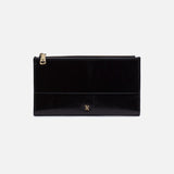 Hobo JILL LARGE BIFOLD WALLET Polished Leather Black