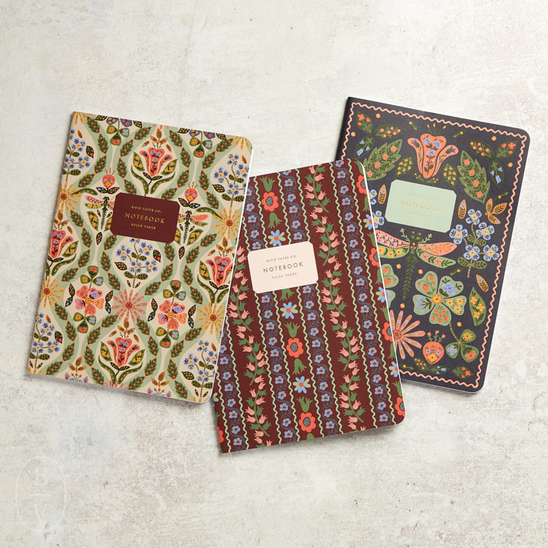 Rifle Paper Co STITCHED NOTEBOOK SET OF 3 Posy