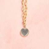 Virtue ETCHED CHAIN NECKLACE WITH HEART DISC Black 20