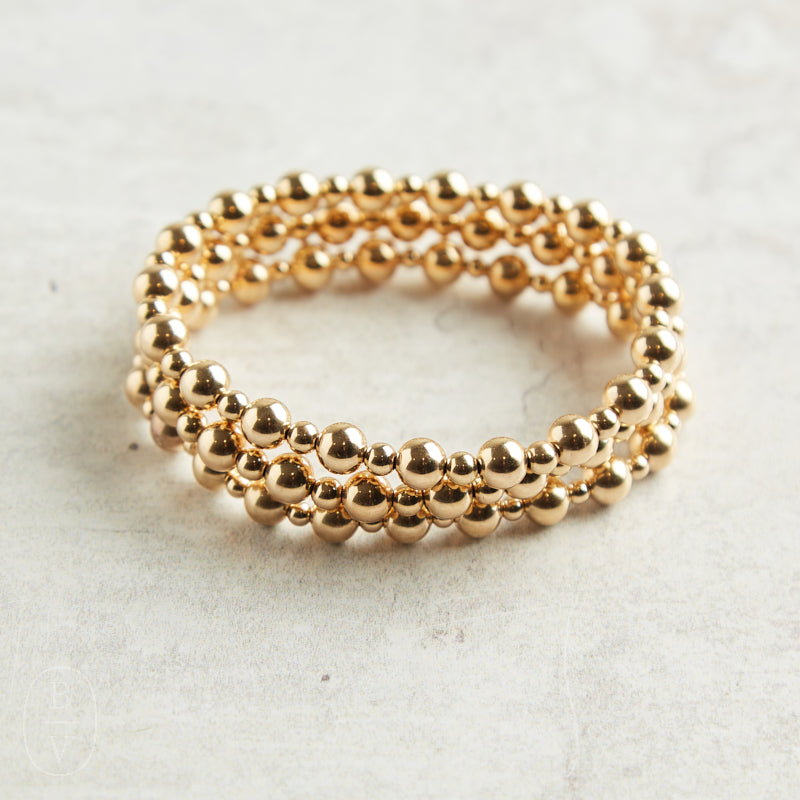 eNewton Design CLASSIC GRATEFUL PATTERN BEAD BRACELET Gold 6mm