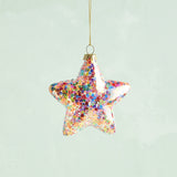 Creative Co-op GLASS STAR SEQUIN FILLED ORNAMENT