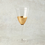 Zodax FEZ CUT RED WINE GLASS Gold Leaf