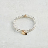 eNewton Design FACETED HEMATITE SIGNATURE CROSS GOLD CHARM BRACELET