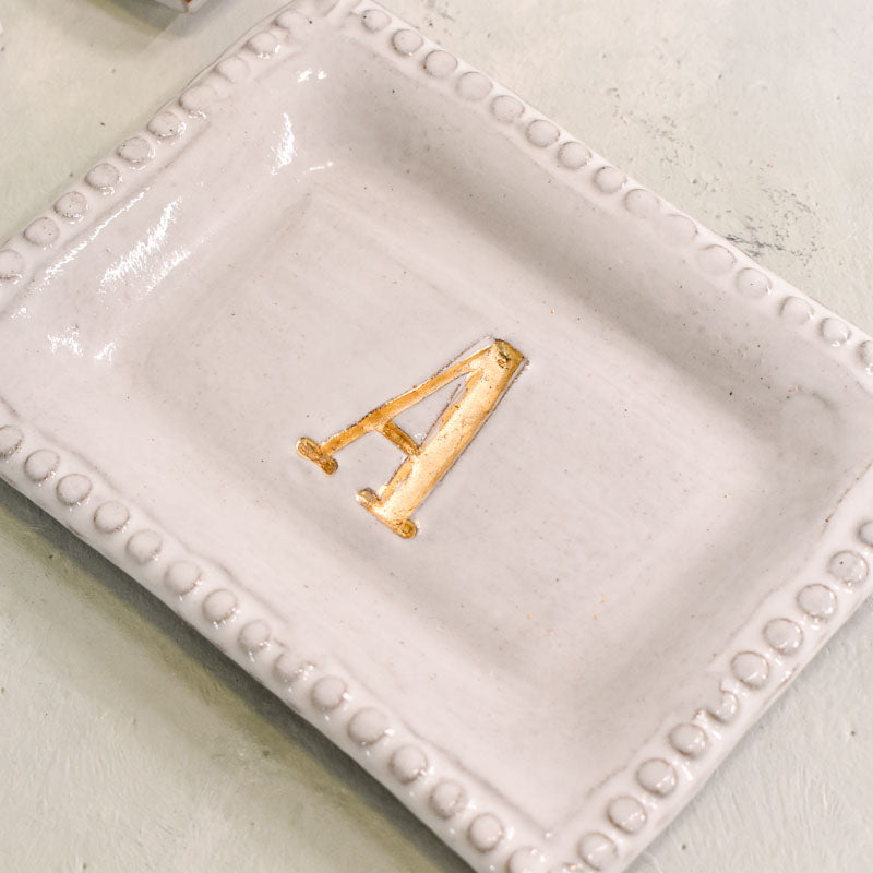 Dixie Pottery GOLD INITIAL DIXIE TRAY