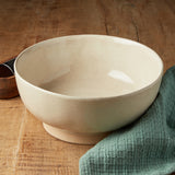 Creative Co-op SPECKLED STONEWARE FOOTED BOWL Antique White