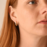 Golden Stella TEXTURED OVAL STUD HOOPS Gold