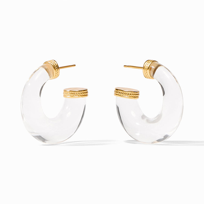 Julie Vos MADISON STATEMENT HOOP EARRINGS Clear Acrylic Medium