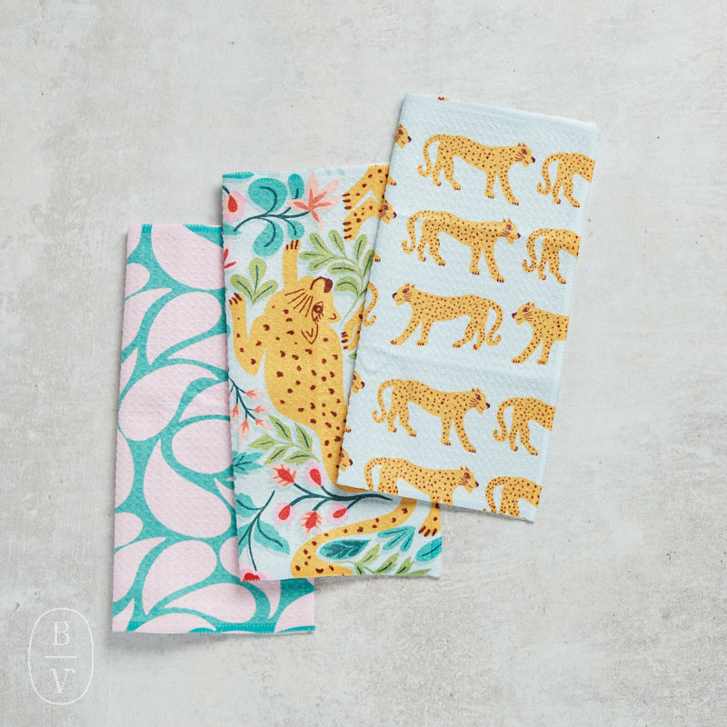 Geometry CHEETAH HAVEN DISHCLOTH SET OF 3