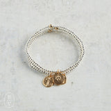 eNewton Design FACETED HEMATITE INSPIRE SMALL GOLD CHARM BRACELET