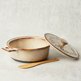 Creative Co-op STONEWARE BRIE BAKER WITH WOOD SPREADER