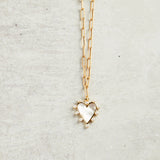 Virtue MINI PEARL STUDDED HEART PAPERCLIP NECKLACE Gold