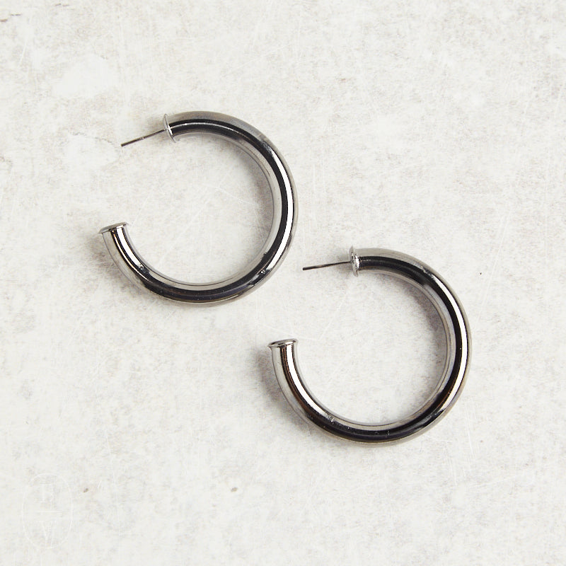 Sheila Fajl CHANTAL HOOPS Shiny Gun Metal 1.75
