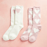 Barefoot Dreams COZYCHIC HEART PRINT SOCK SET Pink Peony and Pearl One Size