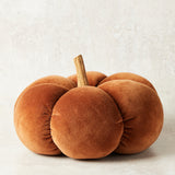 K and K Interiors BROWN VELVET PUMPKIN WITH WOOD STEM 11.25